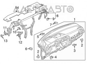 Panoul frontal al bordului fără AIRBAG VW Tiguan 18 - negru, fără canale de aer, fără ornamente laterale, zgârieturi