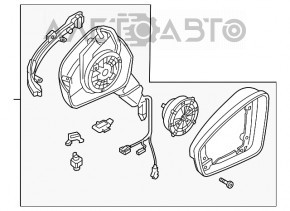 Oglindă laterală dreapta VW Tiguan 18- 6+2 pini, BSM, semnalizator, alb, încălzire