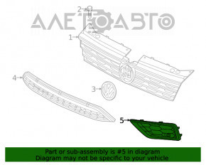 Нижняя решетка переднего бампера правая VW Tiguan 18- OEM