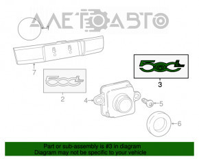 Emblema cu inscripția 500L de pe ușa portbagajului Fiat 500L 14- sub cameră.