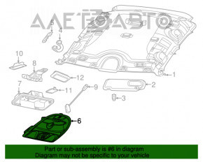 Plafonul de iluminare frontal cu oglindă pentru Fiat 500L 14- fără panoramic, gri.