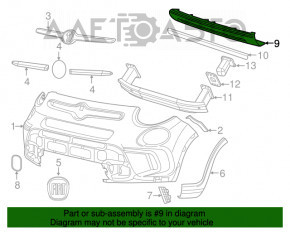 Накладка переднего бампера нижняя Fiat 500L 14-17 Trekking серый, сломано креп, царапины