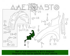 Suport aripă dreapta Honda Civic X FC 16-21 metal