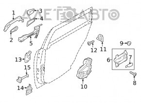 Buclele ușii din spate stânga jos pentru Subaru Forester 14-18 SJ.