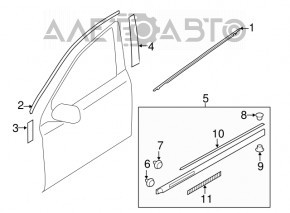 Moldură ușă-sticlă față centrală stânga pentru Subaru Legacy 15-19 crom