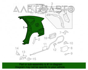 Aripa spate dreapta a un sfert Toyota Prius 2004-2009, verde, cu mufă