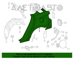 Aripa spate stânga Lexus CT200h 11-17, neagră, 212