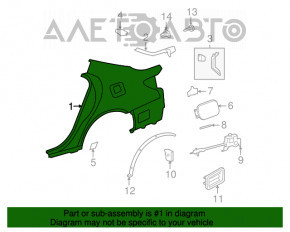 Aripa spate stânga din spate Lexus LS460 LS600h 07-12