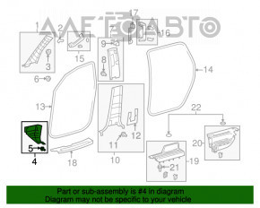 Capacul stâlpului frontal stânga jos Toyota Sequoia 08-16 negru, zgârieturi