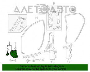 Capacul amortizorului frontal stânga jos Lexus CT200h 11-17 negru