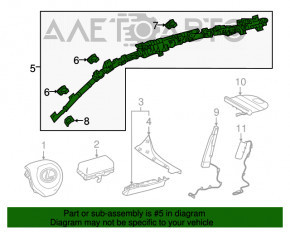 Perna de siguranță airbag, cortina laterală dreapta pentru Lexus RX350 RX450h 16-22