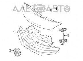 Grila radiatorului Nissan Versa Note 13-16, cu montare pe grila