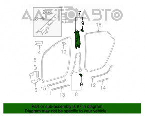 Capacul stâlpului central, curea superioară stânga, bej, Toyota Prius 2004-2009