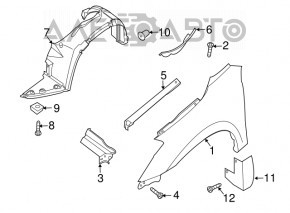 Aripa dreapta fata Nissan Altima 13-15 pre-restilizare