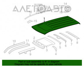 Acoperiș metalic pentru Toyota Highlander 08-13 cu trapă, pe caroserie, bare