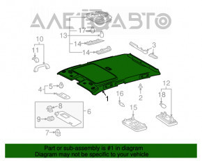 Acoperirea tavanului pentru Toyota Prius 30, 10-15, gri, sub panoul panoramic