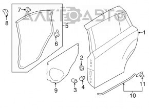 Уплотнитель двери задней правой нижний Subaru XV Crosstrek 13-17 надорван