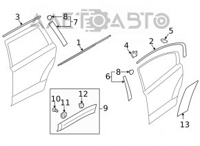 Panoul lateral spate dreapta al usii Subaru Outback 10-14