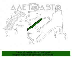 Garnitură aripă capotă - aripă dreapta Nissan Pathfinder 13-20 în față.