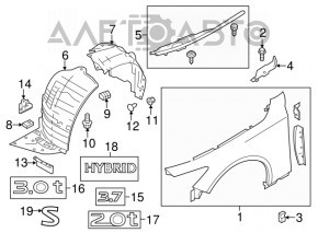 Bara de protecție față stânga Infiniti Q50 14- partea din spate nouă originală OEM