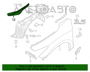 Garnitură aripă capot-dreapta Infiniti JX35 QX60 13-