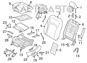 Scaun șofer Subaru Outback 15-19 fără airbag, electric, piele neagră