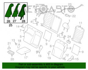 Capacul lateral al scaunelor din spate dreapta pentru Subaru Legacy 15-19, material textil negru