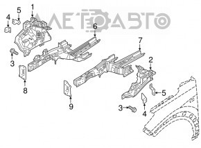 Aripa dreapta fata Hyundai Tucson 16-20 albastru, lovit lonjeronul si prinderea aripii.