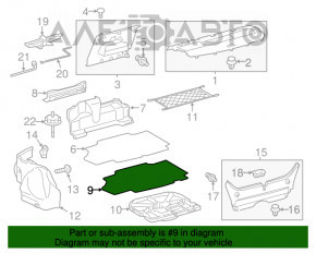 Коврик багажника Toyota Camry v50 12-13 hybrid тряпка серый, не оригинал, мятый