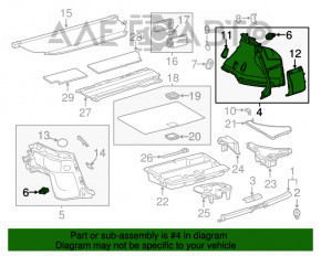 Capacul arcului drept Lexus CT200h 11-17 negru zgâriat