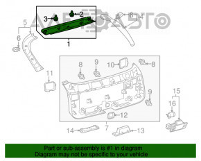 Capacul portbagajului superior al usii Lexus RX350 RX450h 16-22, negru.