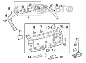 Обшивка двери багажника верхняя Lexus RX350 RX450h 16-22 черная