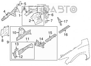 Protecția motorului, arcă dreapta Nissan Altima 13-18