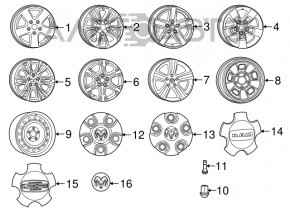 Гайка колесная d21 M14x1.5 Jeep Grand Cherokee WK2 11-21