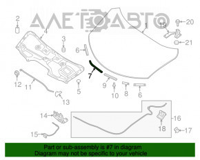 Garnitura capotei din față, dreapta, a doua parte Nissan Rogue 14-20