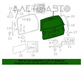 Ușa portbagajului goală Toyota Sequoia 08-16 sub spoiler, sub electrografit 1F9, mufă