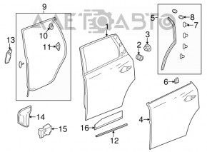 Дверь голая задняя правая Acura MDX 14-20