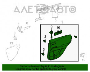 Tapiseria usii cardului din spate stanga pentru Lexus RX350 RX450h 10-15, neagra cu insertie neagra din piele, cotiera din piele de culoare argintie tip 2, zgarieturi, crapaturi