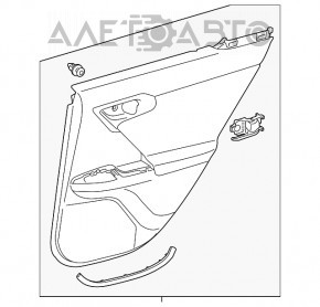 Capacul usii, cartela din spate stanga pentru Lexus CT200h 11-17, piele neagra.