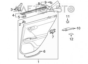 Capacul usii, cartela din spate stanga pentru Lexus CT200h 11-17, piele neagra.