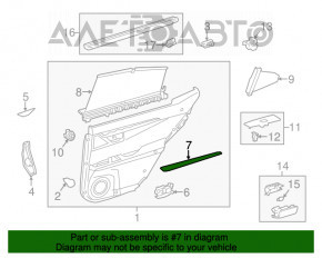 Moldura de la puerta del panel trasero izquierdo de Lexus ES300h ES350 13-18 en madera clara