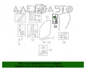 Garnitură de ușă pe stâlpul central dreapta Toyota Highlander 08-13 negru