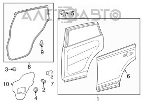 Уплотнитель двери задней левой Toyota Rav4 13-18