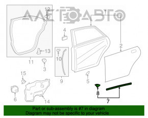 Уплотнитель двери задней левой Toyota Avalon 13-18 нижний