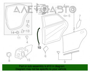 Garnitura de etanșare a ușii din față dreapta spate pentru Lexus ES300h ES350 13-18