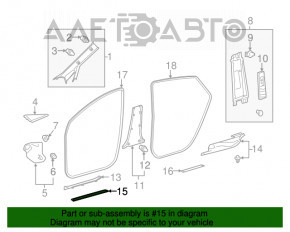 Garnitură prag față stânga exterior Toyota Prius V 12-17 negru, uzat