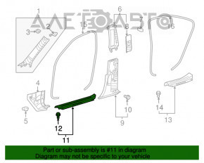 Накладка порога передняя правая Lexus LS460 LS600h 07-12 чёрн