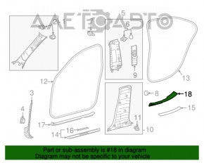 Capacul pragului din spate dreapta interior pentru Lexus IS 14-20, negru, ușor șters.