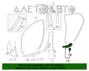 Capacul pragului din spate dreapta pentru Lexus CT200h 11-17, negru, uzat.