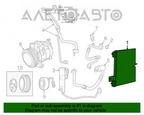 Radiatorul condensatorului de aer condiționat Jeep Compass 11-16 2.4